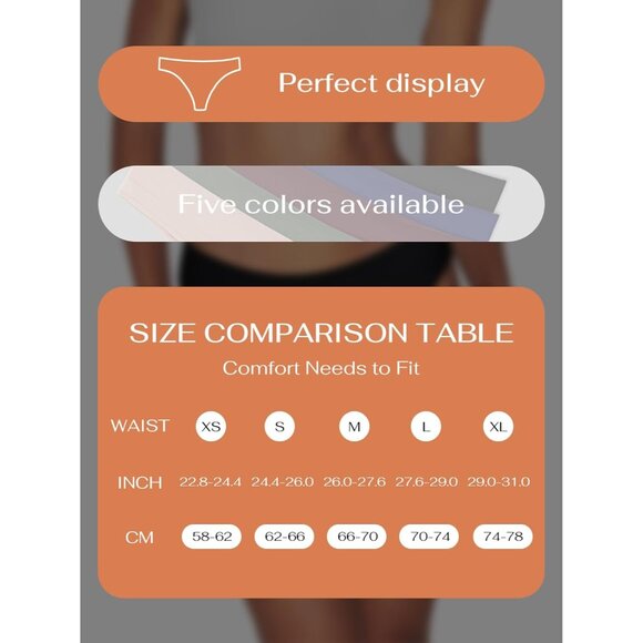 High Waisted Seamless Thongs for Women 5 Pack Breathable Tummy Control - Picture 5 of 5